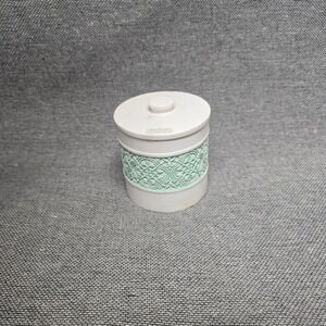 Art House White and Mint Green Filigree Resin Decorative Canister Jar with Lid‎